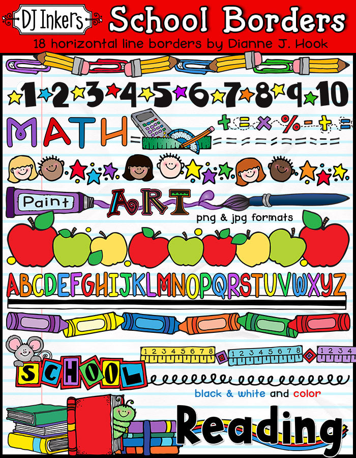 18 Clip Art Line Borders for Teachers and Classrooms by DJ Inkers