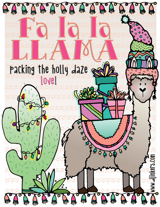 Fa la la la Llama cute holiday clip art