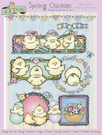Cute springtime clip art chicks for Easter and fun with the girls by DJ Inkers