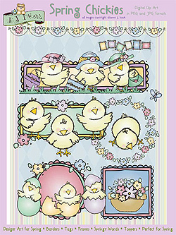Spring Chickies Clip Art Download