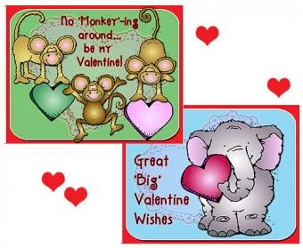 Critter Love - 8 Printable Animal Valentine Cards