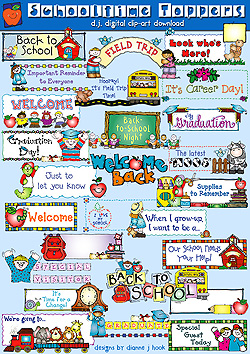 School Time Toppers Clip Art Download