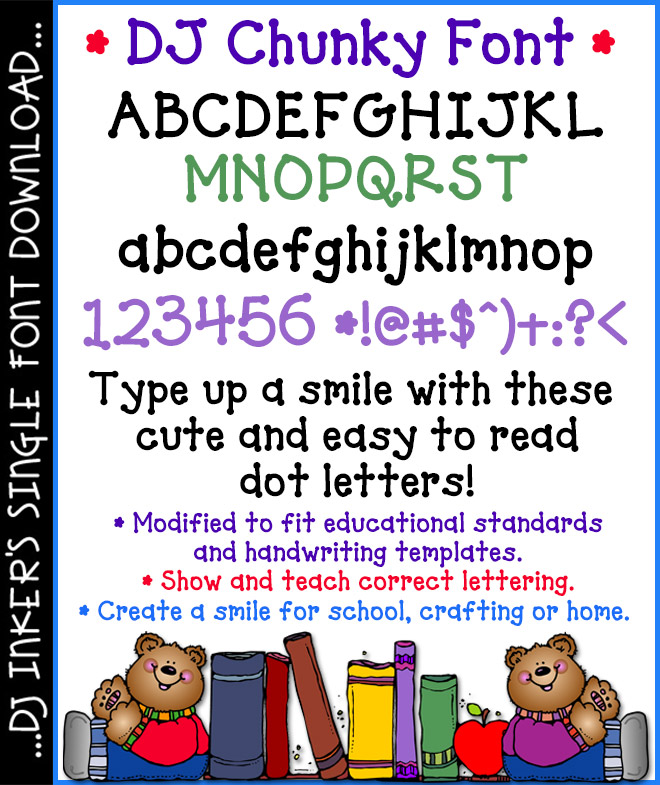Cute dot letter font for teachers, school, kids, crafts and more by DJ Inkers