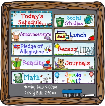 Classroom schedule cards for lesson plans and bulletin boards by DJ Inkers