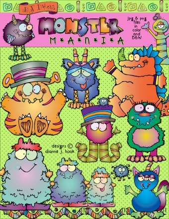 Cute monster clip art for kids by DJ Inkers