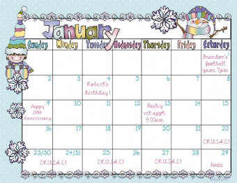 January Whimzee Clip Art, Borders and Backgrounds