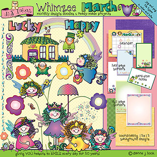 March Whimzee Clip Art, Borders and Backgrounds