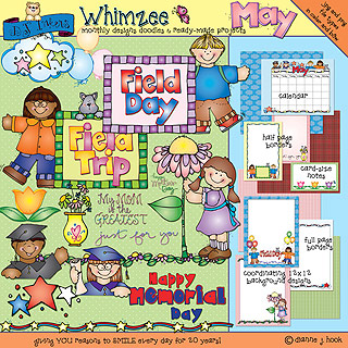 May Whimzee Clip Art, Borders and Backgrounds