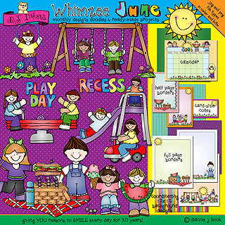 June Whimzee Clip Art, Borders and Backgrounds