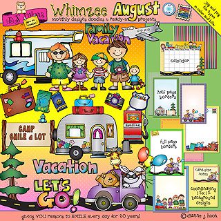 August Whimzee Clip Art, Borders and Printables