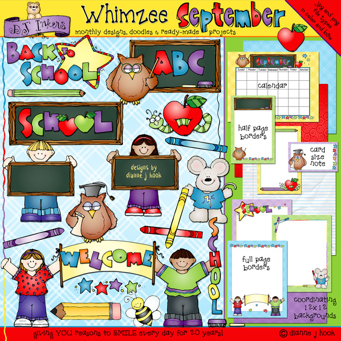 September Whimzee Clip Art, Borders and Printables