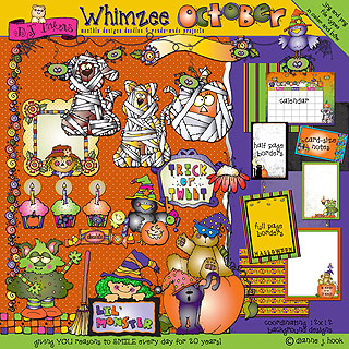 October Whimzee Clip Art, Borders and Printables