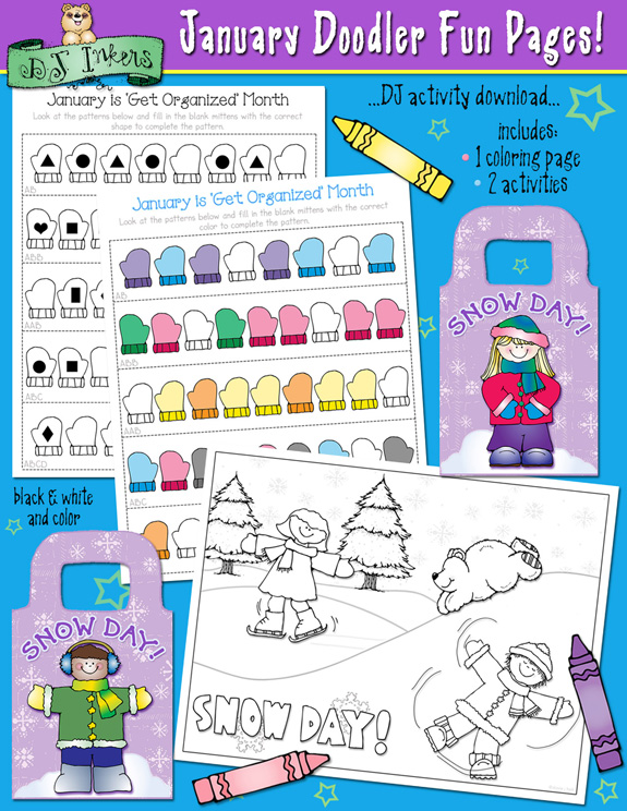 January Fun and Coloring Pages Activity Download