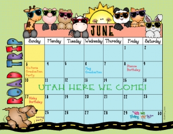 Summer Vacation June calendar
