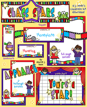 Class Stars Clip Art Borders and Classroom Theme Kit