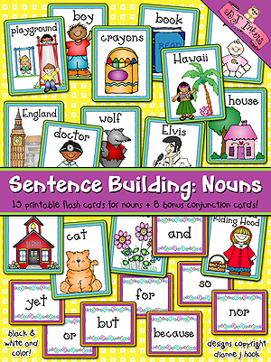 Nouns Flash Cards - Sentence Building, Parts of Speech