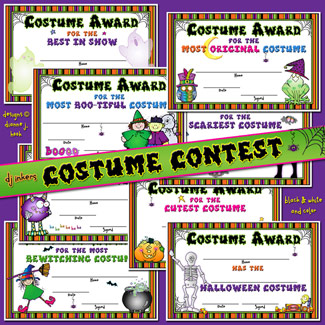 Costume Contest - 8 Halloween Award Certificates Printable Download