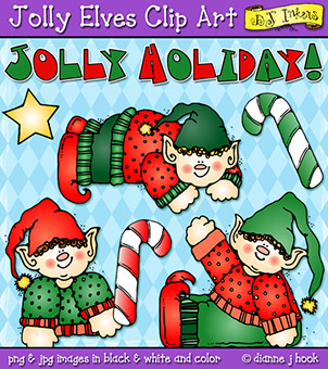 Jolly Elves Holiday Clip Art Download