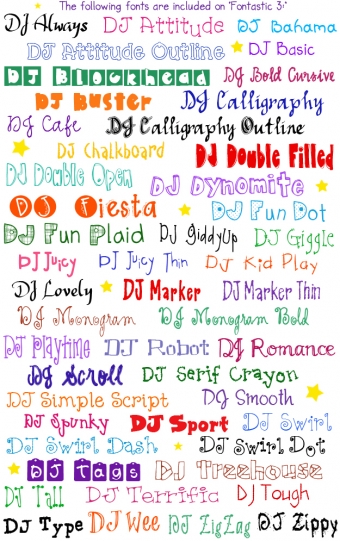 DJ Inkers Fontastic 3 has 50 fun fonts for typing smiles at home, school or office.