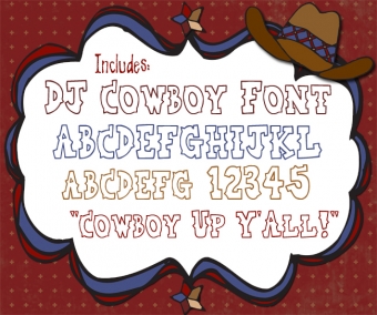 Cowboy Clip Art Snippets, Font and Printables Kit