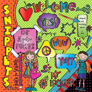 Cool School Clip Art Snippets, Font and Printables Kit