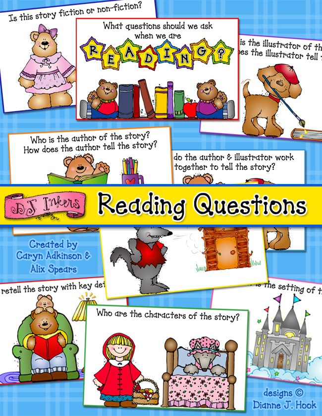 Reading comprehension cards for kids, teachers & libraries by DJ Inkers