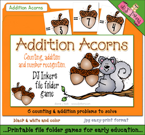 Addition Acorns File Folder Game Download