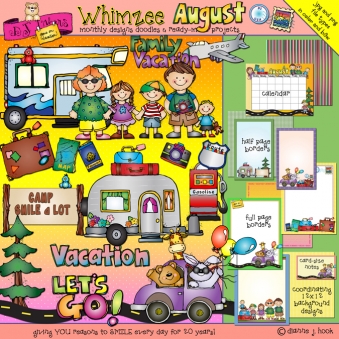 Whimzee Clip Art, Borders and Calendars - 12 Month Collection