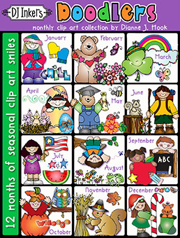 Doodlers Clip Art - Complete 12 Month Collection
