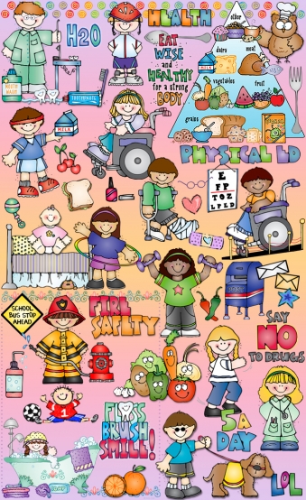 Cute teacher clip art for health, home and community by DJ Inkers