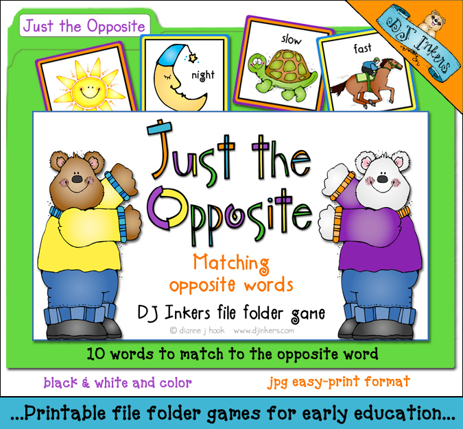 Teach kids about opposites with this fun file folder game by DJ Inkers