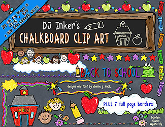 Chalkboard School Clip Art plus 7 Bonus Borders