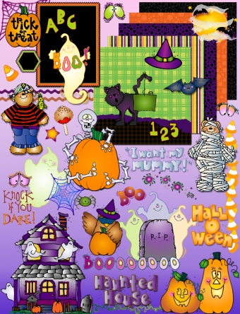 Spook-tacular Smiles and Halloween clip art collection for kids, teachers and crafting -DJ Inkers