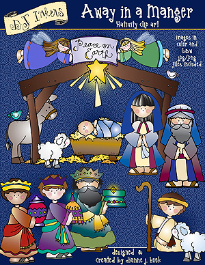 Away in a Manger - Nativity Clip Art Download