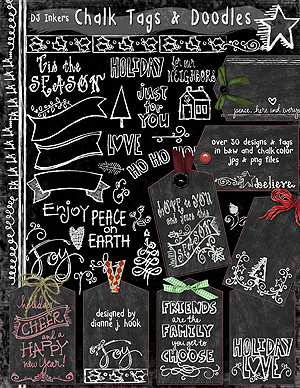Chalk Tags and Holiday Doodles Clip Art Download