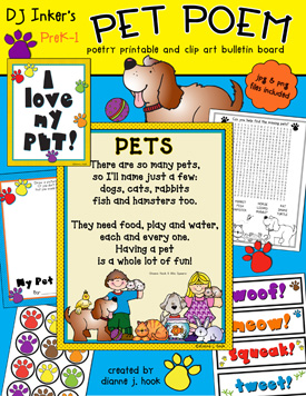 Pet Poem Printable Activity Kit and Bulletin Board