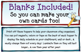Class Schedule Cards Teacher Printables Download
