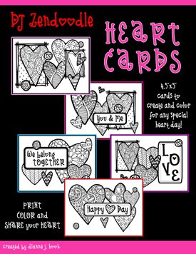Heart Cards - Printable Black & White Valentines