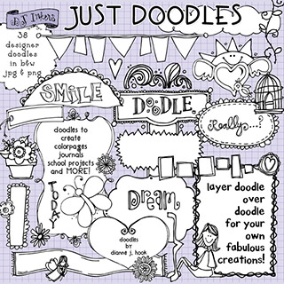 Just Doodles - Black & White Clip Art Download Vol. 1
