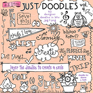 Just Doodles Black & White Clip Art Download Vol. 4