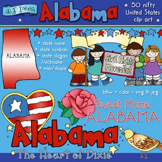 Alabama USA - State Symbols Clip Art Download