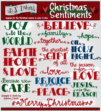 Christmas sayings and sentiments clip art for the holidays by DJ Inkers