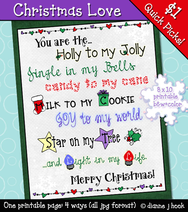 You are the jingle to my bells, holly to my jolly, candy to my cane - printable Christmas card for one you love by DJ Inkers