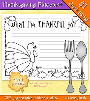 Thanksgiving Place Mat Printable Download