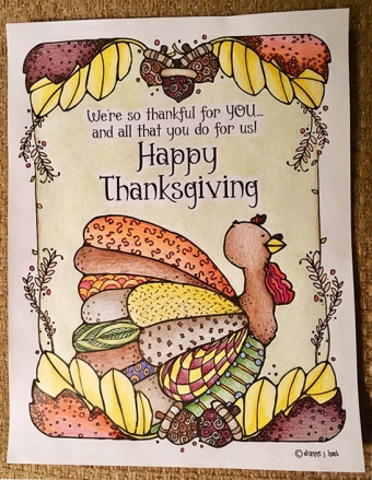 Happy Thanksgiving turkey coloring page by DJ Inkers