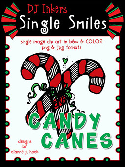 Candy Canes - Single Smiles Clip Art Image
