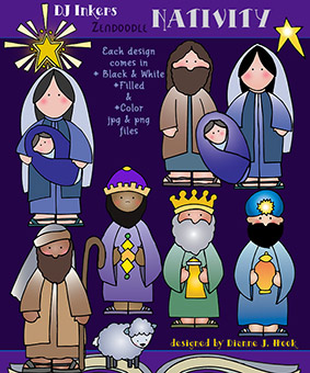 DJ Zen-Doodle Nativity Clip Art Download