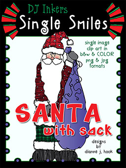 Santa with Sack - Single Smiles Clip Art Image