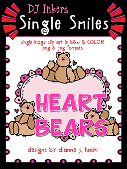 Heart Bears - Single Smiles Clip Art Image