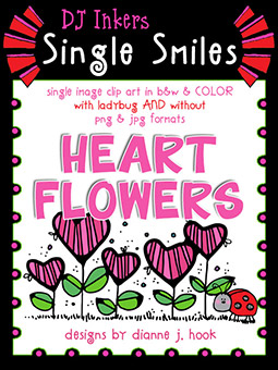 Heart Flowers - Single Smiles Clip Art Image
